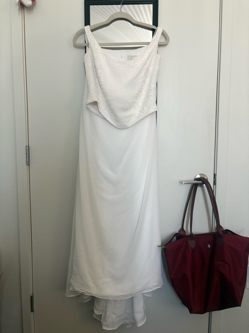 Pronovias White Beaded Strap Wedding Gown